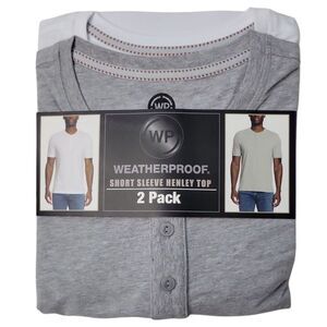 WP Weatherproof Men's 2 Pack Soft Short Sleeve Henley - Grey/White